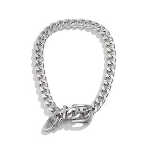 Collier ras du cou minimaliste Hip Hop avec boucle de ceinture et chaîne, en alliage de zinc, forme de cadenas, couleur or blanc, pour soirée et mode - Product Image 4