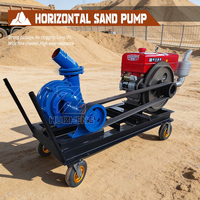 Bomba de arena horizontal de hierro de 3 pulgadas para limpieza de estanques de acuicultura y dragado de canales de río, bomba de lodo portátil de alta presión con motor diésel
