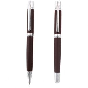 Bolígrafo Ejecutivo Promocional de Cuero Marrón con Mecanismo Giratorio - Product Image 2