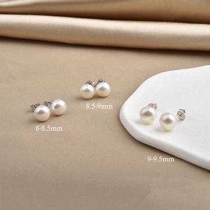 5-12mm semplice vera perla coltivata d'acqua dolce <span class=keywords><strong>orecchini</strong></span> gioielli donna bottone bianco <span class=keywords><strong>orecchini</strong></span> di <span class=keywords><strong>perle</strong></span> in argento Sterling 925 - Product Image 5
