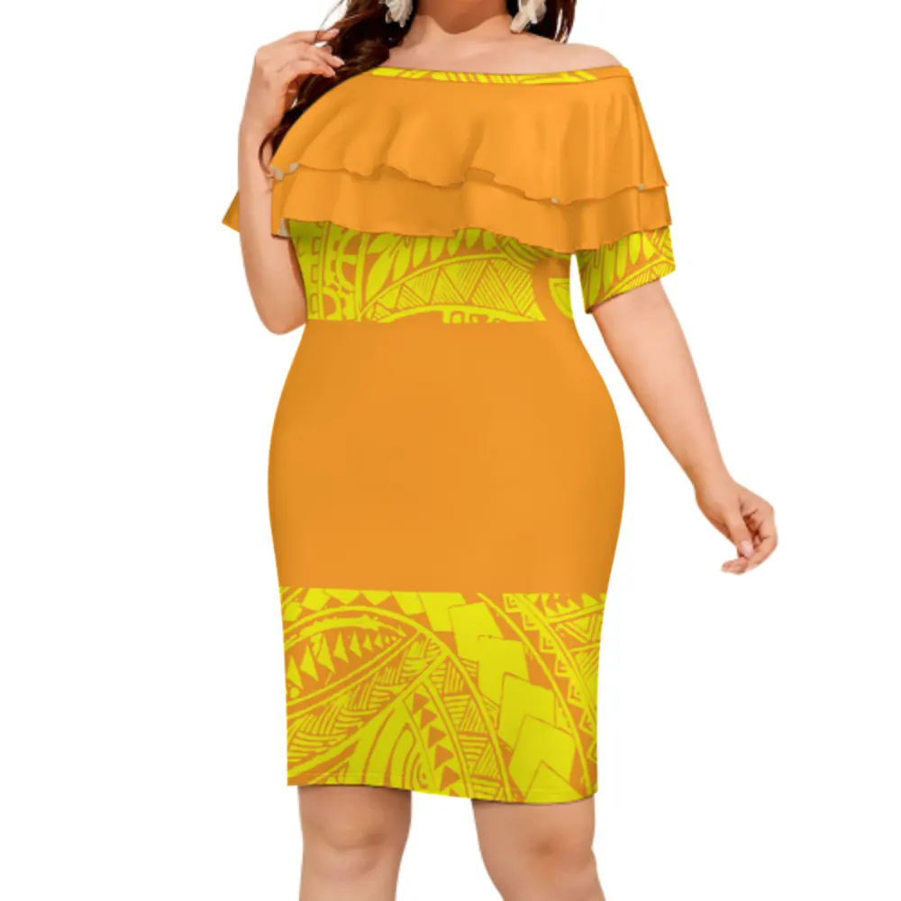 1 минимальный заказ, Прямая поставка, высокое качество, полинезийский Племенной Дизайн, сексуальное приталенное вечернее платье, двойное платье-шаль