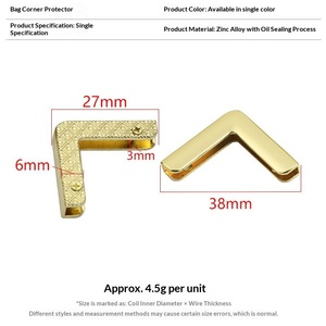 Protection d'angle pour sac en alliage de zinc doré clair, boucle de fixation pour sac à main, accessoires de quincaillerie pour bagages, modè<span class=keywords><strong>le</strong></span> 5628 - Product Image 2