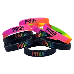 BEREIT ZUM VERSAND Kostenloser Versand PRIDE Armband/Rainbow Color PRIDE Gummiband Armbänder/Silikon Armbänder Custom