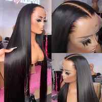 Wig Rambut Asli Manusia Tanpa Lem, Transparan HD Lace Front, Lurus Alami, Kutikula Tertata Rapi, Rambut Asli Vietnam, Lace Frontal Wig
