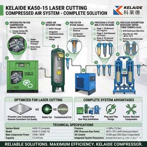 KELAIDE 45kW 12bar High Efficiency 4 in 1 Rotary <b>Screw</b> Air Compressor for Laser Cutting - Product Image 2