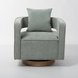 <span class=keywords><strong>Poltrona</strong></span> Moderna Girevole OEM in Ciniglia con Gambe in Legno e Schienale Imbottito per Soggiorno - Product Image 1