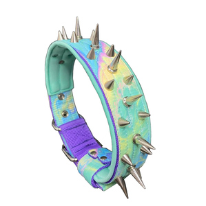 대형 중형 불량견 인쇄 패턴을위한 스파이크가 박힌 나일론 칼라 물림 방지 전술 나일론 애완 동물 목걸이 - Product Image 1