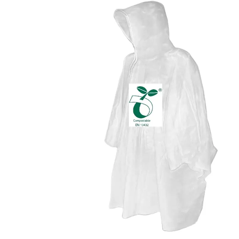 Eco-friendly Degradable PLA PBAT Material Disposable Emergency Waterproof Raincoat for Poncho