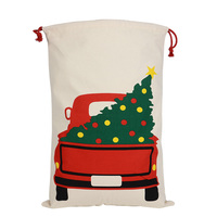 Sac cadeau personnalisé avec cordon de serrage, motif arbre de Noël, sac d'emballage cadeau réutilisable pour les fêtes, vente directe d'usine