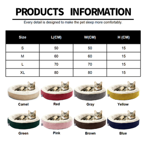 Cama redonda antideslizante resistente al agua con cojín para gatos y perros con tela duradera lavable y súper suave - Product Image 6