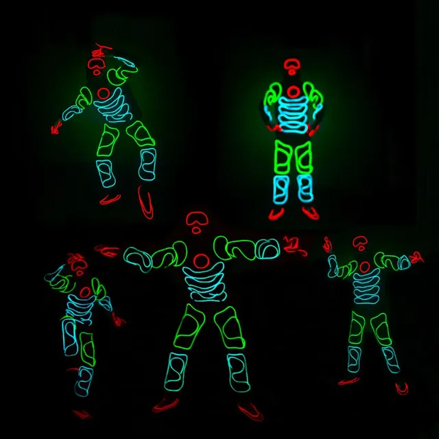 EL Wire Light up Costume Ready-to-wear LED Neon Dance Wear Clothing Stage Performance Costumes Hiphop Cosplay Luminous Clothing