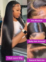 Pelucas de Cabello Humano Liso Natural Vietnamita al por Mayor 13x6 13x4 Sin Pegamento con Encaje Frontal para Mujeres Negras, Cabello Pre-Cortado