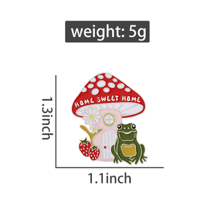 Broche de rana de alta calidad, pin de solapa de esmalte suave para <span class=keywords><strong>casa</strong></span>, seta, diseño personalizado, pin esmaltado de metal de dibujos animados, precio al por mayor - Product Image 4