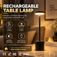 Nouvelle arrivée, lampe de table LED portable rechargeable sans fil USB, homologuée RoHS, 3 couleurs, gradation progressive, pour bureau, hôtel