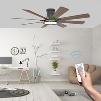 Ventilateur de plafond 56/60 pouces, best-seller, 8 pales en ABS, grand ventilateur de plafond, débit d'air élevé, télécommande et variation d'intensité progressive