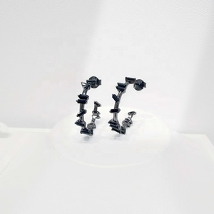 Precio de fábrica, pendientes de plata de ley 925, estilo coreano occidental, con circonita, chapados en oro, coloridos, para chicas y profesoras. - Product Image 1