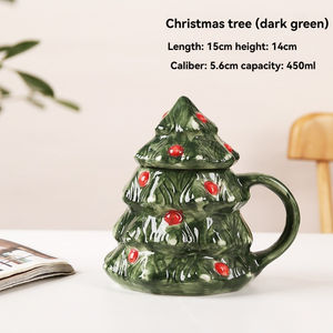 Tasses de Noël créatives, tasses à café en céramique avec motif d'arbre de Noël mignon, pour la maison, avec poignée - Product Image 3