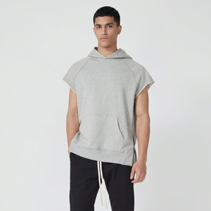 Oem Regular Fit Stringless <b>Hoodie</b> Mens Streetwear Winter 100% Cotton <b>Lightweight</b> Side Slits Zipper Sleeveless Gym Crop Top Quick - Product Image 1