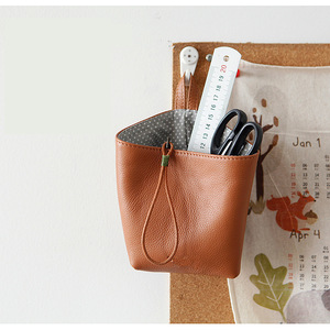 Creative stationery pen holder, PU leather miscellaneous storage bag, desktop phone holder, hanging <b>drawing</b> pen holder - Product Image 1