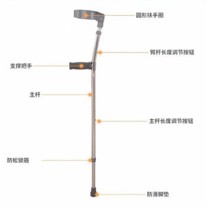 Béquille de type coude Guoyao, réglable en hauteur, antidérapante, aide à la marche, béquille simple pour le soutien des fractures - Product Image 4