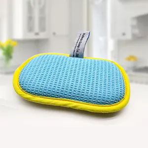 Wholesale Eco-friendly Kitchen Double-side Dish Cleaning Washing Sponge Microfiber Kitchen Dishcloth Sponges For Dishes Cleaning