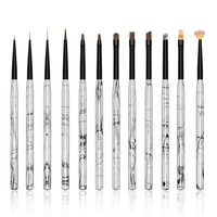 Pinceaux professionnels pour manucure, 12 pièces, pour peinture gel DIY et soins de beauté