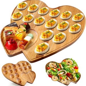 Bandeja de madera para huevos, tabla de cortar con múltiples compartimentos, para cocina, fiestas, almacenamiento de alimentos, preservación de la frescura, diseño moderno - Product Image 1