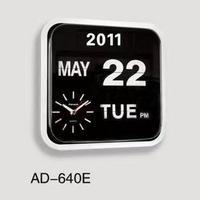 Horloge murale carrée moderne à calendrier automatique, multifonction, en plastique, de luxe, avec fonction de retournement de page