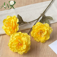 Longue fleur artificielle en soie à 3 têtes, type boule de neige, avec tige haute, pour arrangements de mariage et entrées