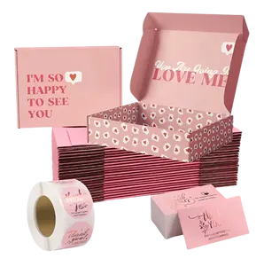 Custom Corrugated Mailer Pink Shipping Boxes Custom Logo Lingerie Box Packaging For Underwear Clothing Box With Paper Bag