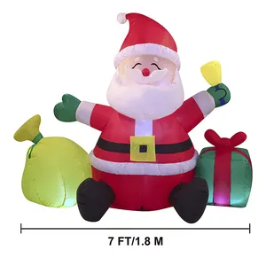 Professional Factory Christmas Inflatables Outdoor Sitting Santa Claus With Gift Box Decorations Christmas