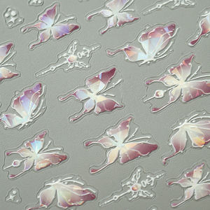 5D en relief papillon <span class=keywords><strong>Nail</strong></span> <span class=keywords><strong>Art</strong></span> autocollants auto-adhésif coquille lumière papillons ongles décalcomanies <span class=keywords><strong>printemps</strong></span> été ongles autocollants - Product Image 6