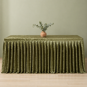 Nappe en velours froissé haut de gamme réutilisable, jupe de table plissée, couleur personnalisée pour la décoration de réceptions de mariage de luxe - Product Image 1
