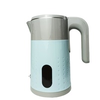 Bouilloire à double paroi 1,8 L Gris et bleu avec découpes étoilées et affichage de la température, toucher froid, arrêt automatique, protection contre l'ébullition à sec, rotation à 360° °   Base OEM