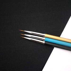 Lot de 3 pinceaux liner à manche métallique pour nail art, marque privée, pour dessin de lignes fines et peinture, poils en nylon, pour salon de manucure - Product Image 4