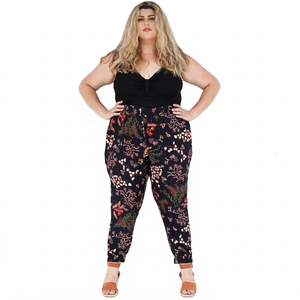 Viscose <b>Harem</b> Pants for Young Ladies Mid Elastic Waist Printed Casual Summer Light Weight Quick Dry Ankle-Length Stylish Pant - Product Image 1