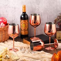 Logo personnalisé d'usine or rose et noir verres à vin en acier inoxydable 18oz verre à vin à tige incassable flûte à champagne
