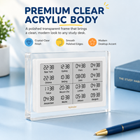 Horloge mondiale numérique Kylendar 7,5 pouces en acrylique avec calendrier électronique, affichage multi-fuseaux horaires pour 16 villes, idéale pour les bureaux d'étude des étudiants