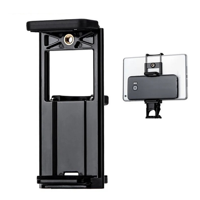Universal 2-in-1 Phone Tablet Tripod Mount Clamp Adjustable Holder with 1/4" Screw for Live Streaming Vlogging Photography