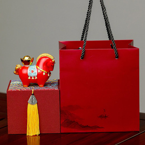 Horse Year Mascot Figurine Red Glossy Zodiac Decoration Gift For Office <b>Desk</b> Living Room Traditional Style - Product Image 1