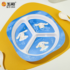 Cute Melamine Three-Compartment Plate For Kids Cartoon Design Square Shape Food Grade Safe Baby Dining Plate - Product Image 3