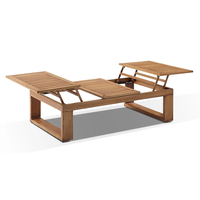 Salon de jardin 3 + 2 + 1 places en teck avec structure en aluminium et table basse multifonctionnelle relevable pour terrasse et jardin