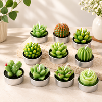 Ensemble de bougies succulentes, modélisation 3D réaliste, cire de paraffine, décoration d'intérieur, fleur de cactus pour table