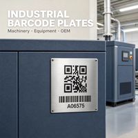 Plaques signalétiques personnalisées avec logo, en acier inoxydable plaqué nickel noir de haute qualité, pour équipement industriel, avec codes QR imprimés UV