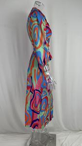 Robe <span class=keywords><strong>à</strong></span> lacets avec imprimé tempérament pour femmes européennes et américaines, col en v, mode sexy, printemps S-3XL - Product Image 5