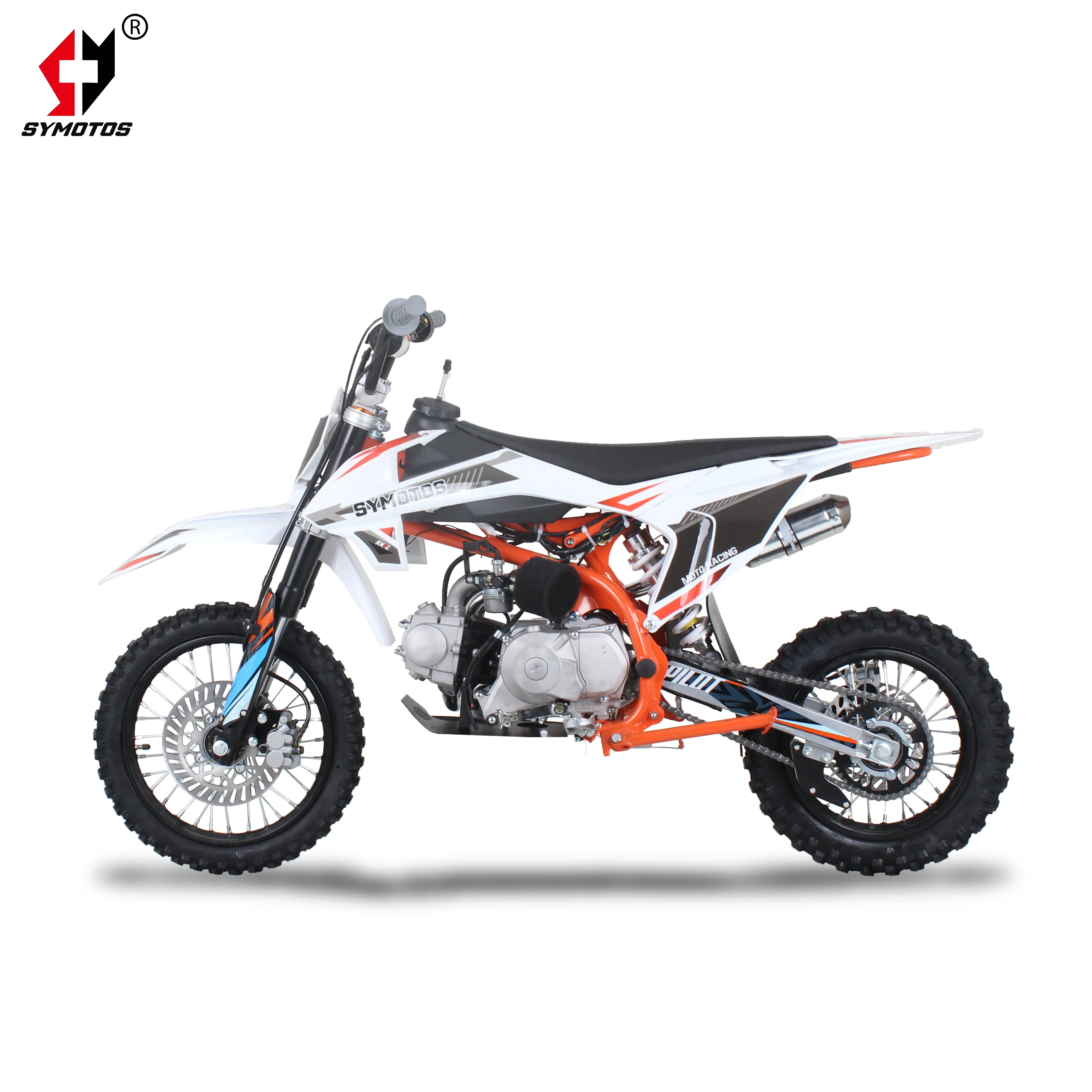 Symotos K2S Pit Bike Motocross Motorfiets 110cc Kick Start Elektrische Start 14/12 4-Takt Motor