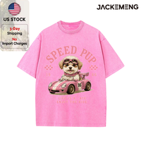T-shirt Oversize Décontracté Y2K Imprimé Chien de Plage Rétro Délavé – Stock USA Vente en Gros