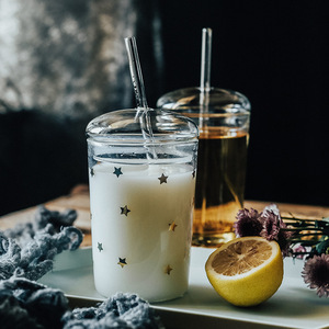 Maßgefertigte Klare Hochborosilikat-Glasbecher für Milch, Kaffee und Wasser mit Glasdeckel und Strohhalm - Product Image 5