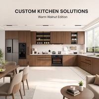 Ensemble d'armoires de cuisine modernes en bois de chêne, sur mesure, de luxe, complet, RTA, intelligent, haut de gamme, en mélamine MDF