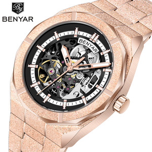 Benyar Men's <b>Automatic</b> Mechanical <b>Skeleton</b> <b>Watch</b> Stainless Steel Strap Waterproof Luminous Sport <b>Watch</b> BY-5212M - Product Image 1